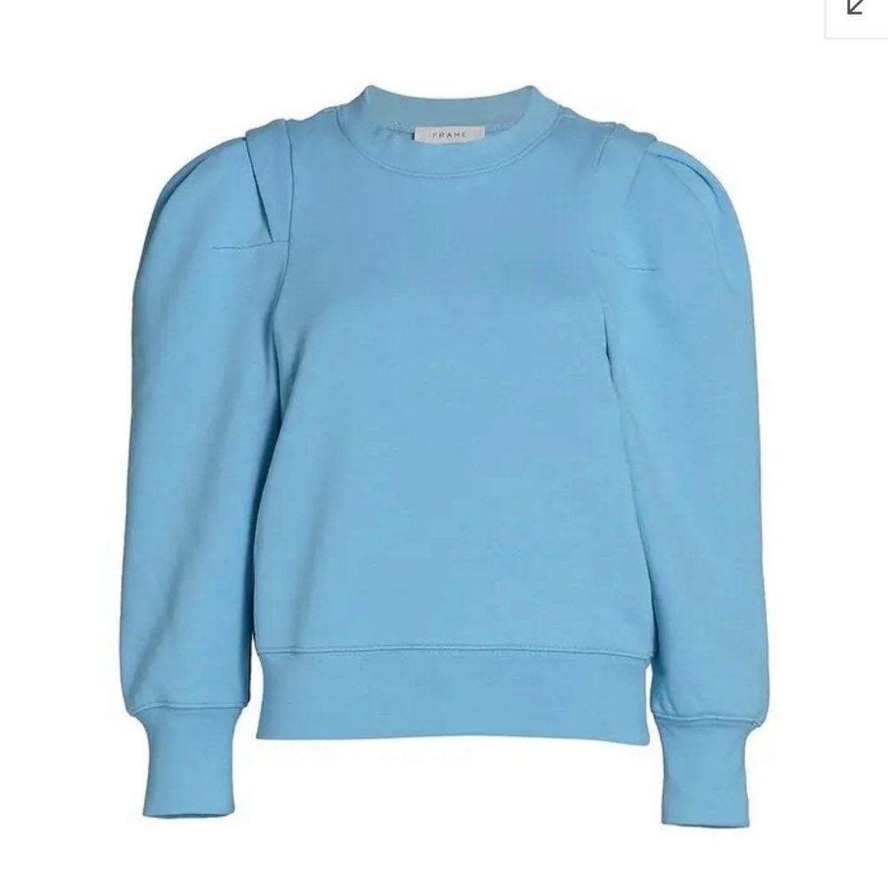 FRAME Pleated Panel Puff-Sleeve Sweatshirt